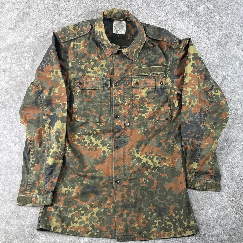 Military Flecktarn Camo Field Shirt Jacket Mens Size S/M Green Brown Camouflage